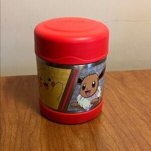 Thermos Red Container with Pikachu and Eevee